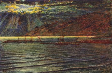  Moonlight Tableaux - Bateaux de pêche au clair de lune anglais William Holman Hunt